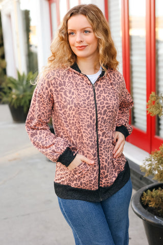 Feeling Bold Animal Print French Terry Zip Up Hoodie