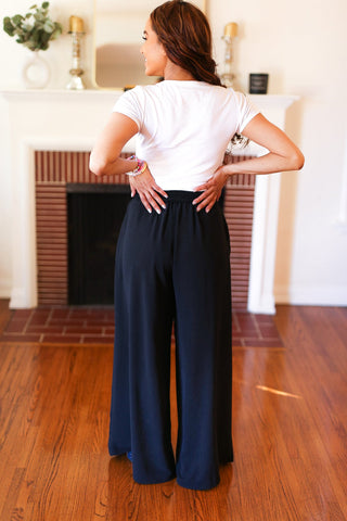 Everyday Black Smocked Waist Palazzo Pants