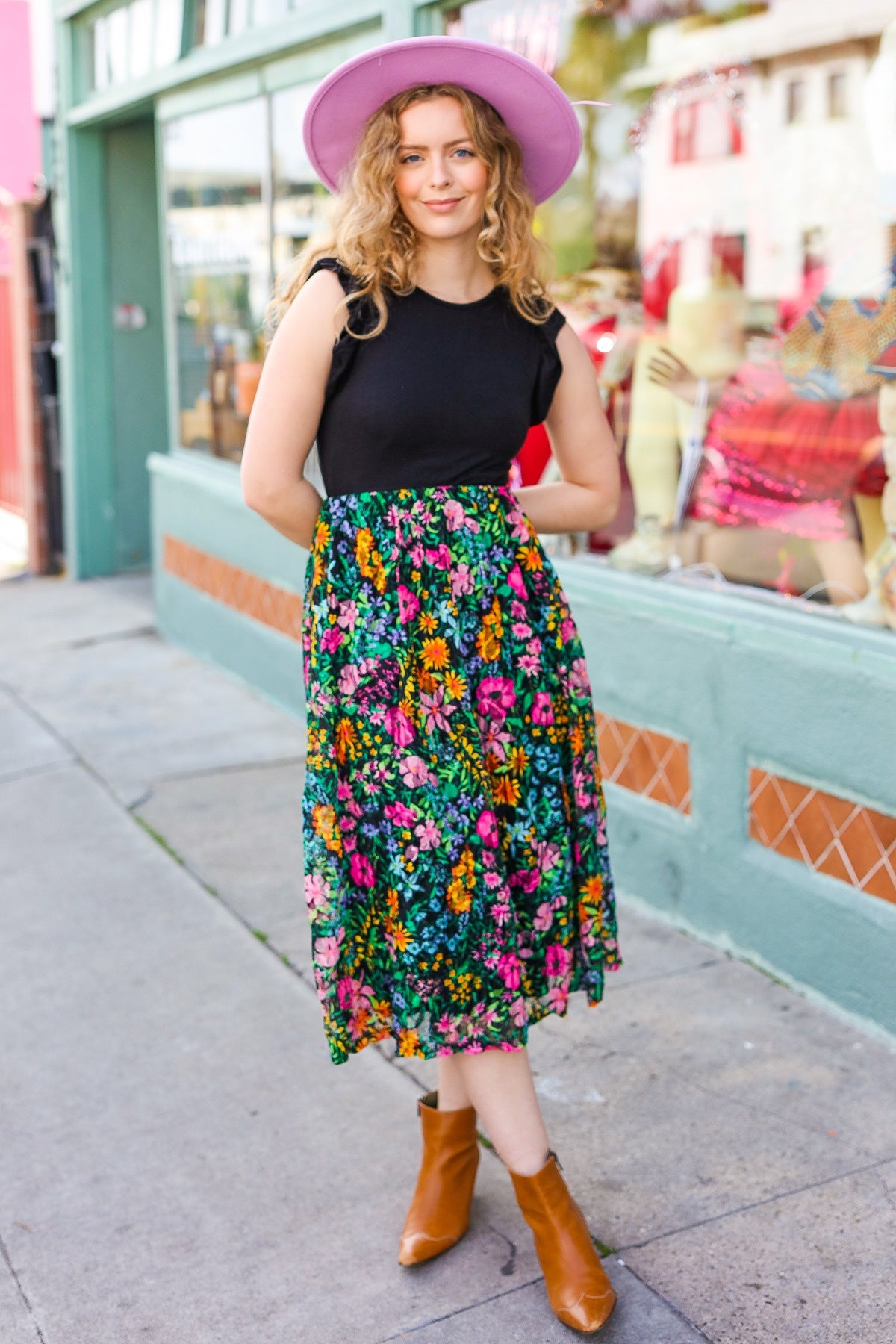 Lead The Way Black Multicolor Floral Lace Fit & Flare Lined Dress