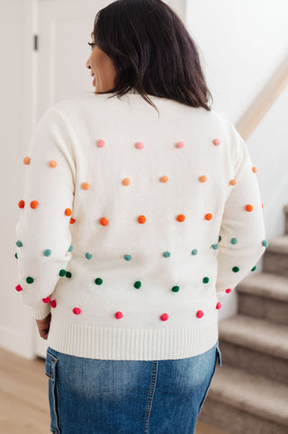 Candy Buttons Pom Detail Sweater