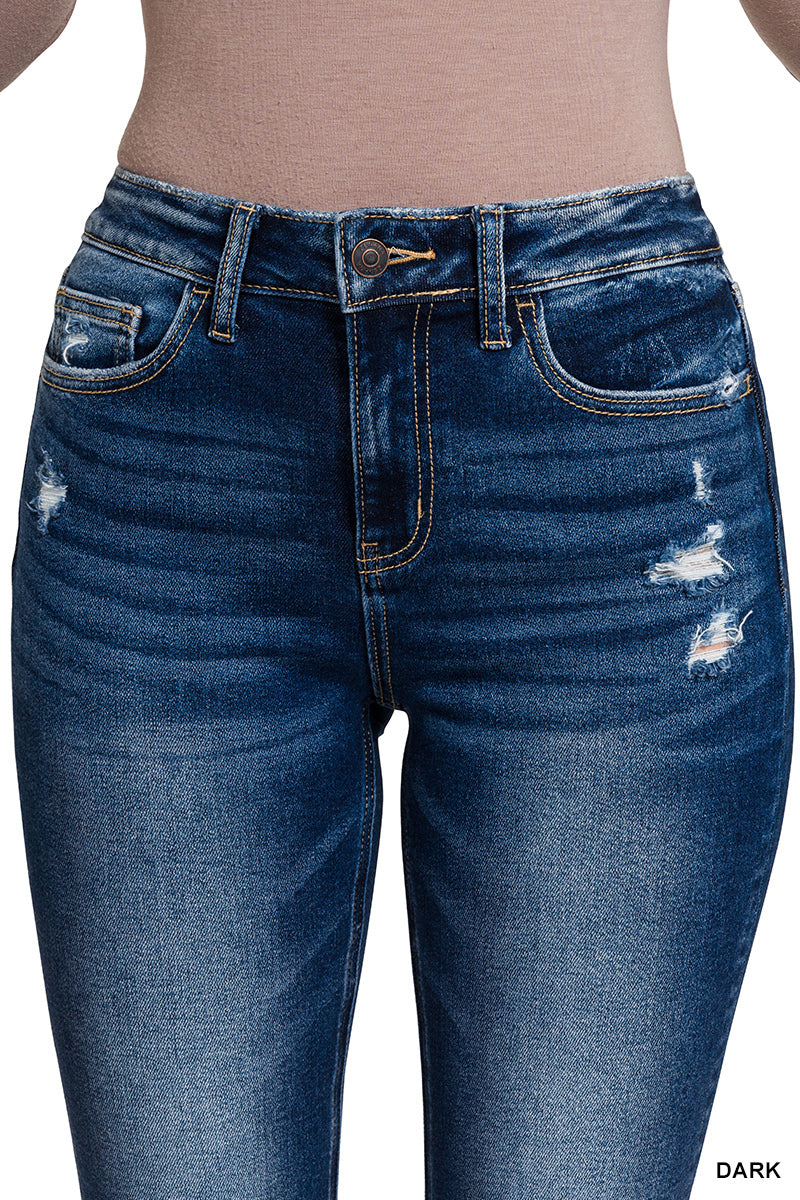 Feeling Empowered Denim Distressed Boot Cut Jeans