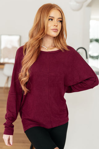 Drive Downtown Dolman Sleeve Top in Wine