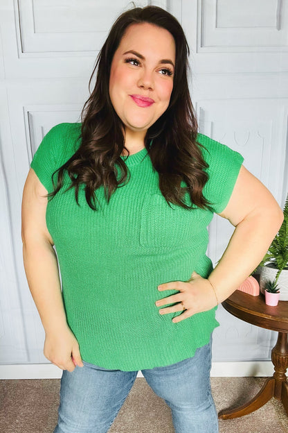 Seize The Day Kelly Green Dolman Rib Sweater Top