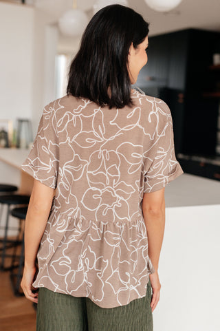 Mocha Petals V-Neck Top