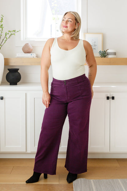 Petunia High Rise Wide Leg Jeans in Plum