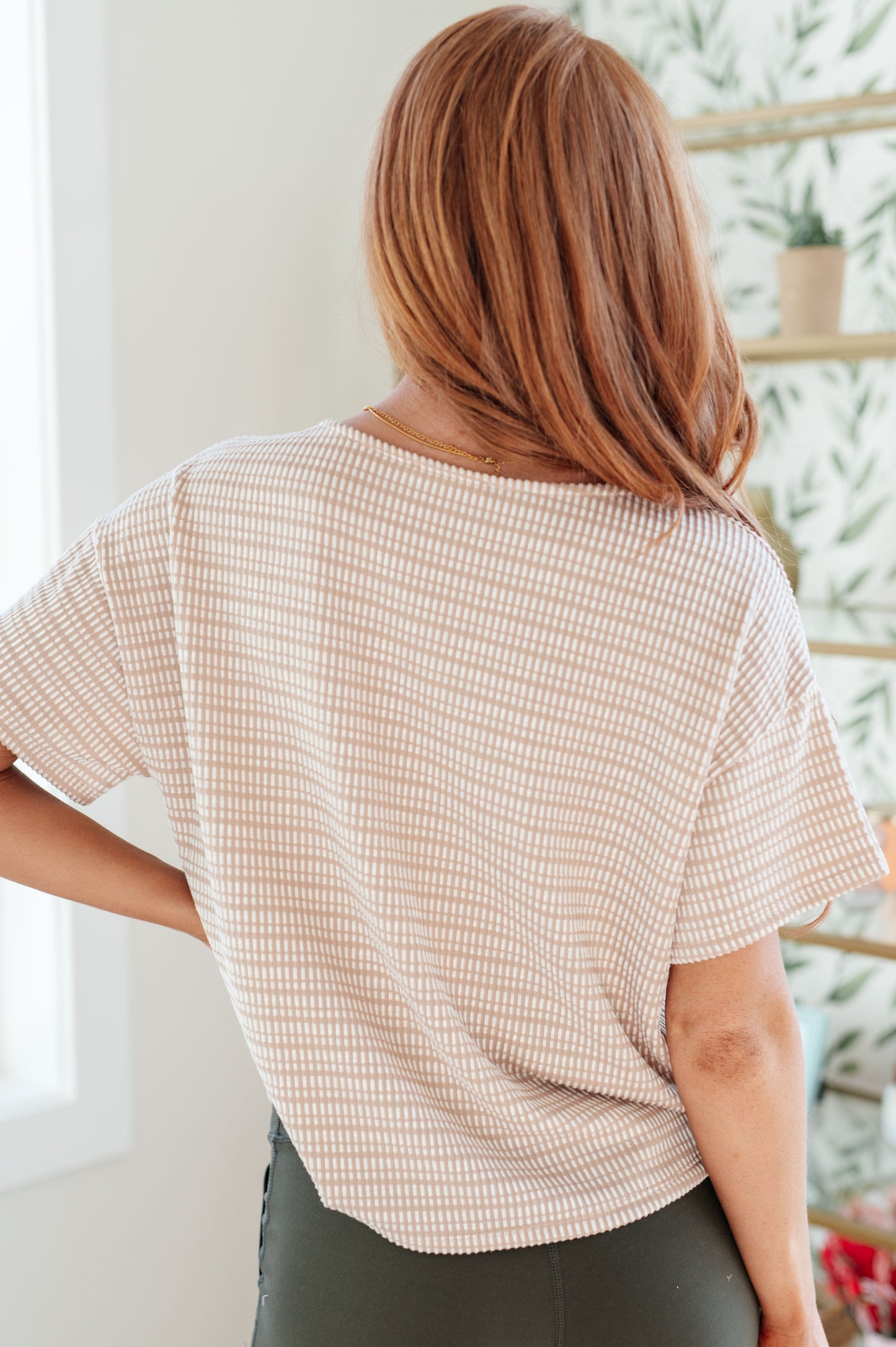 Textured Boxy Top in Taupe