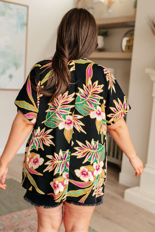 Tropical Bouquet V-Neck Top