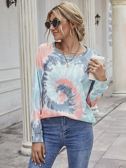 Printed Round Neck Raglan Sleeve Tee