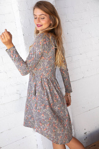 Floral Paisley Damask Pocketed Midi Dress