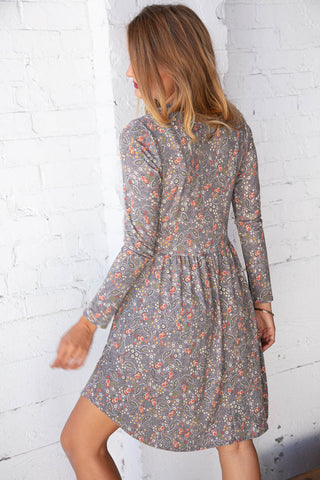 Floral Paisley Damask Pocketed Midi Dress