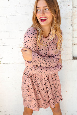 Dotted Leopard Babydoll Pocketed Swing Dress