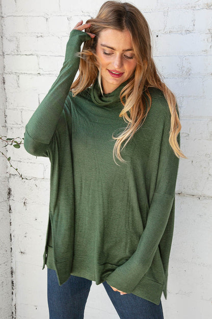 Christmas Green Cashmere Feel Turtleneck Sweater