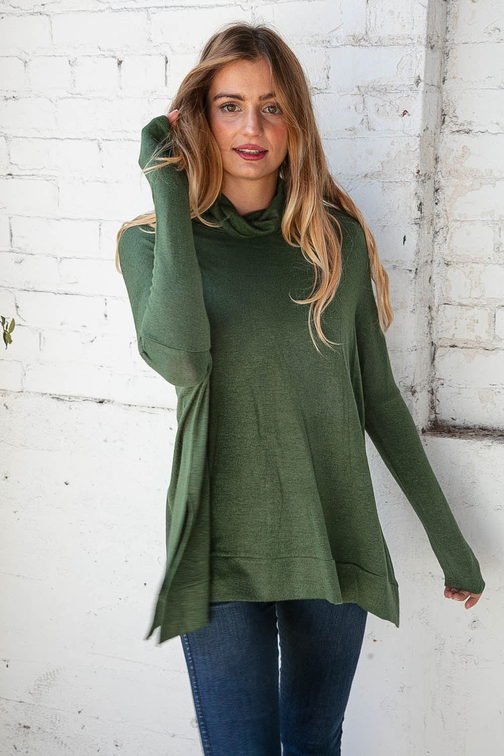 Christmas Green Cashmere Feel Turtleneck Sweater