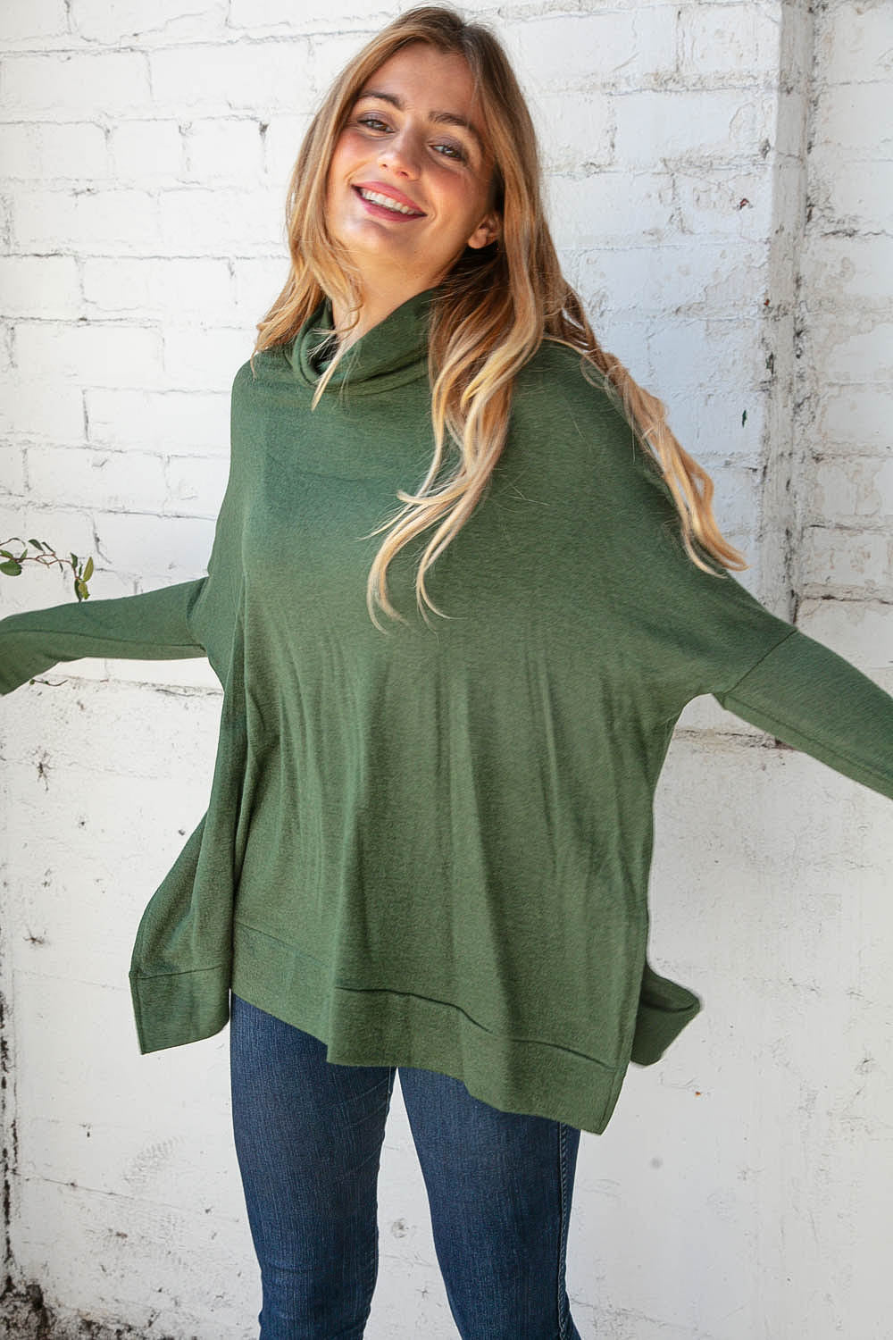 Christmas Green Cashmere Feel Turtleneck Sweater