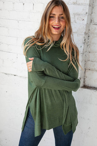 Christmas Green Cashmere Feel Turtleneck Sweater