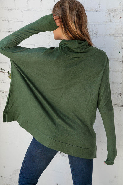 Christmas Green Cashmere Feel Turtleneck Sweater