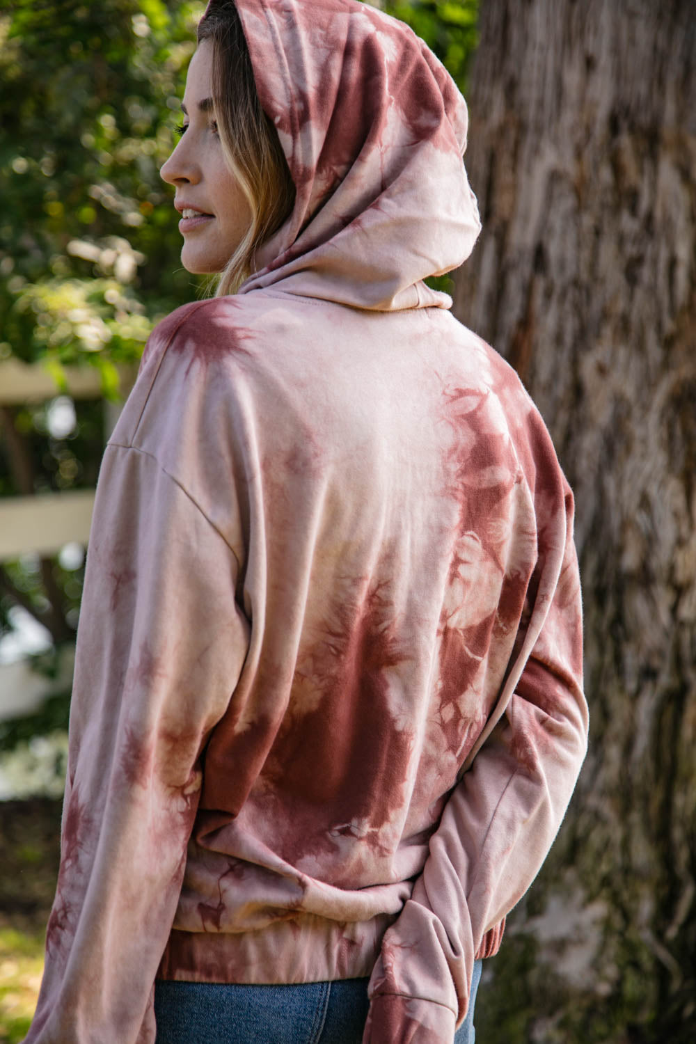 Mauve Tie Dye Front Zipper Hoodie