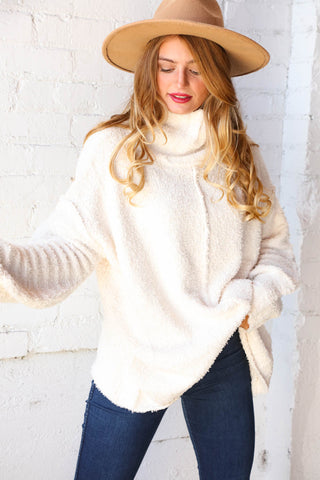 Velvet Yarn Fuzzy Sweater Turtleneck Top