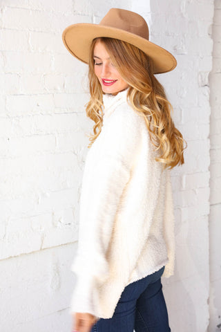 Velvet Yarn Fuzzy Sweater Turtleneck Top