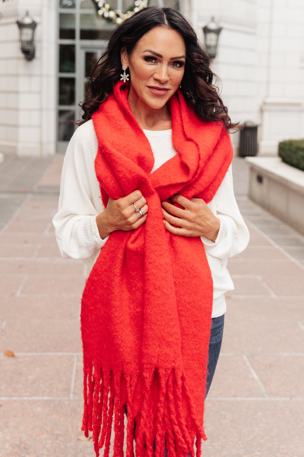 Artisan Fringe Scarf in Red