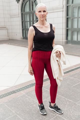 Let's Go Textured Leggings in Burgundy