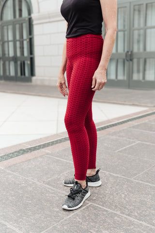 Let's Go Textured Leggings in Burgundy