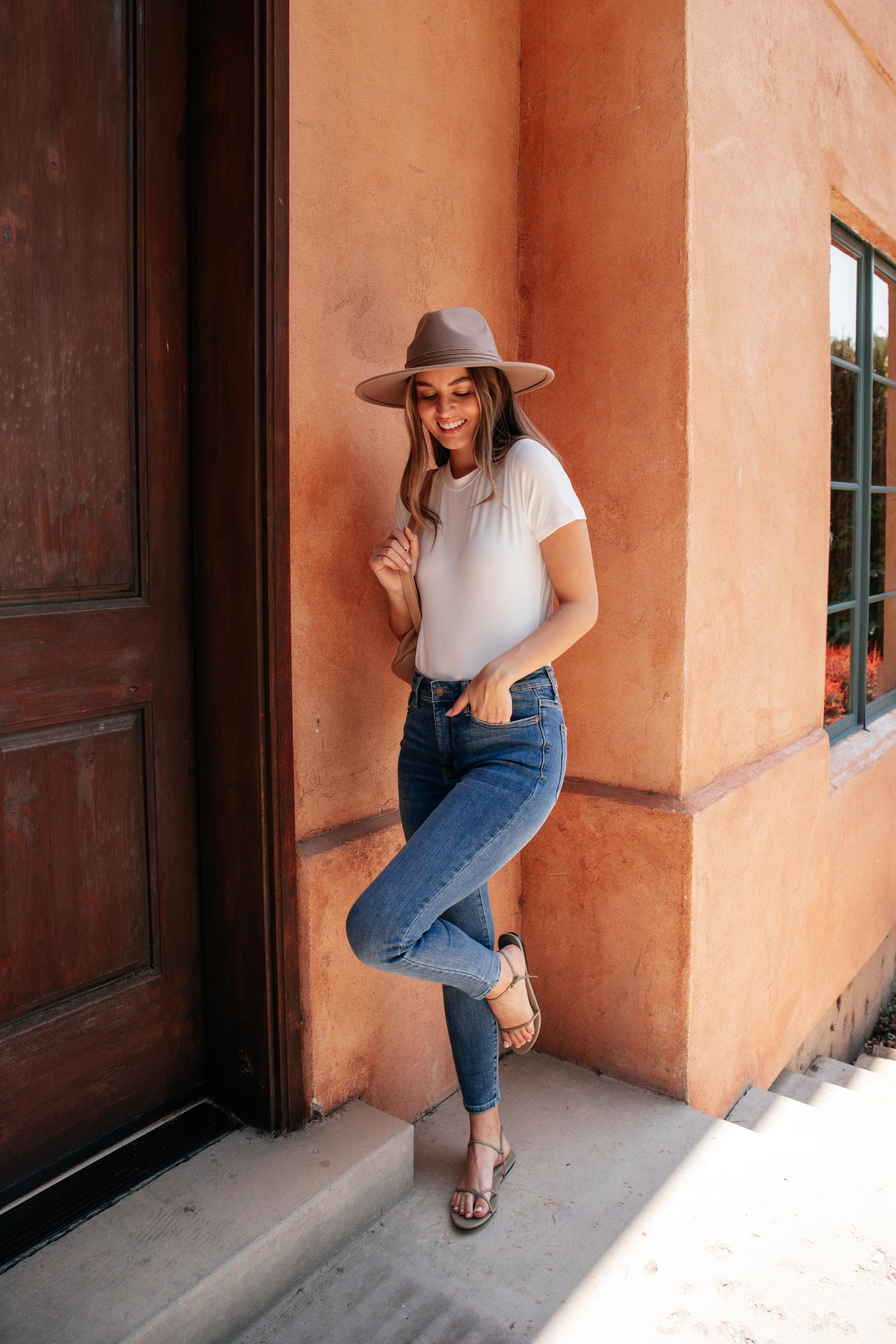 Round Neck Bodysuit In White