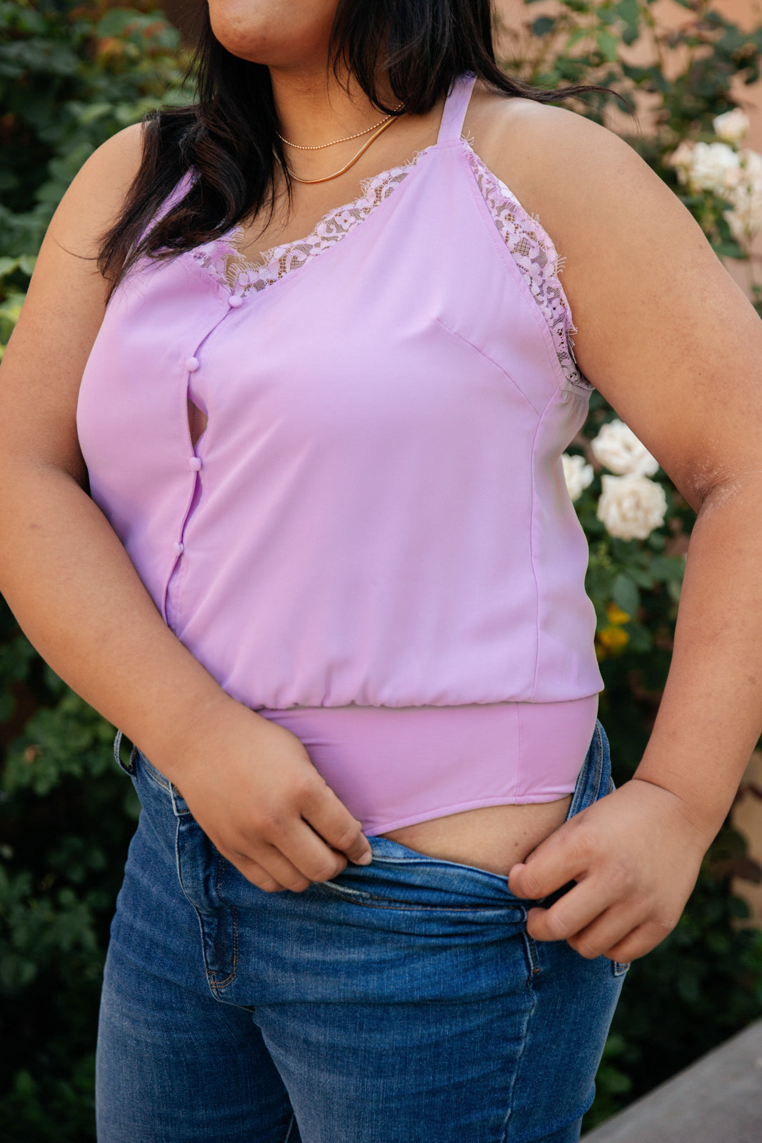 Lace Bonbon Bodysuit in Lavender