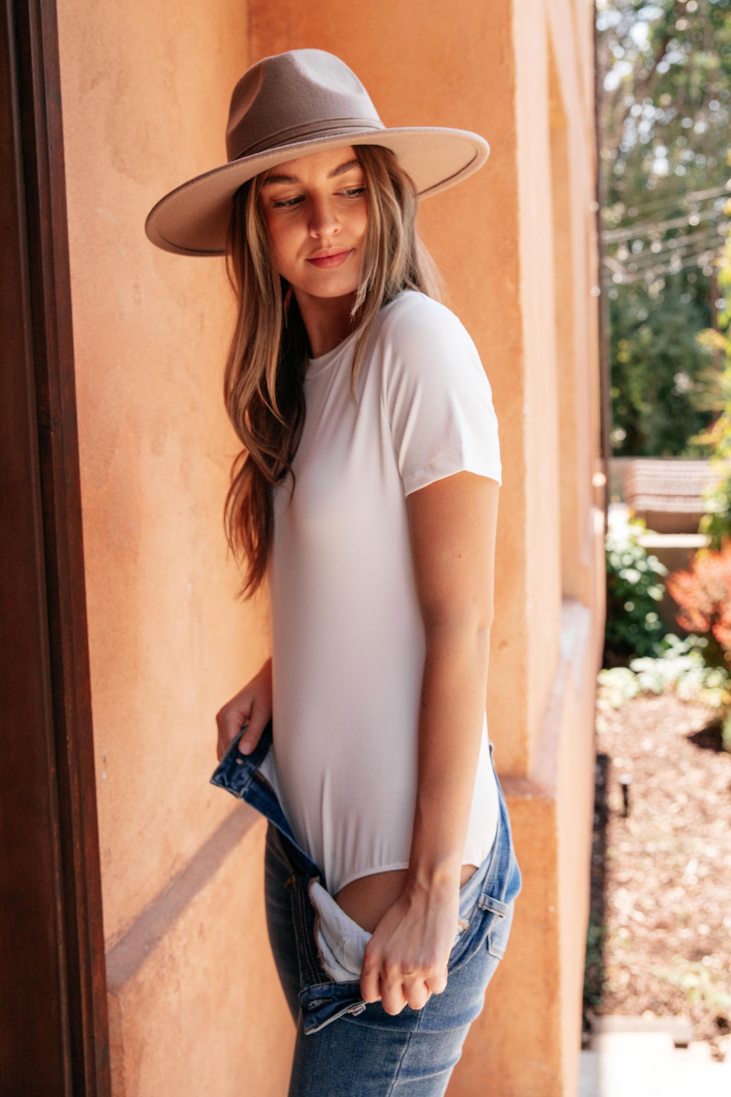 Round Neck Bodysuit In White