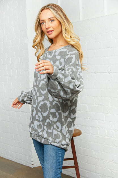 Grey Animal Soft Hacci Knit Top