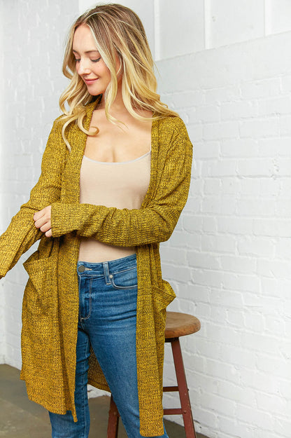 Brush Two Tone Waffle Duster Open Cardigan