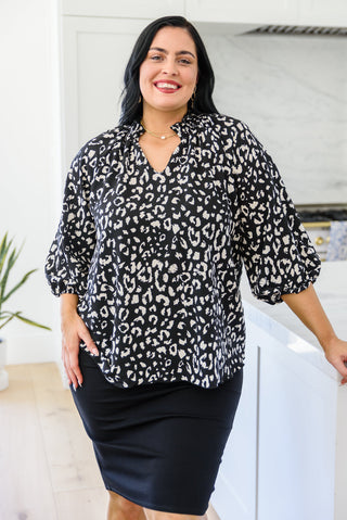 A Bit Of Fun Animal Print Blouse In Black