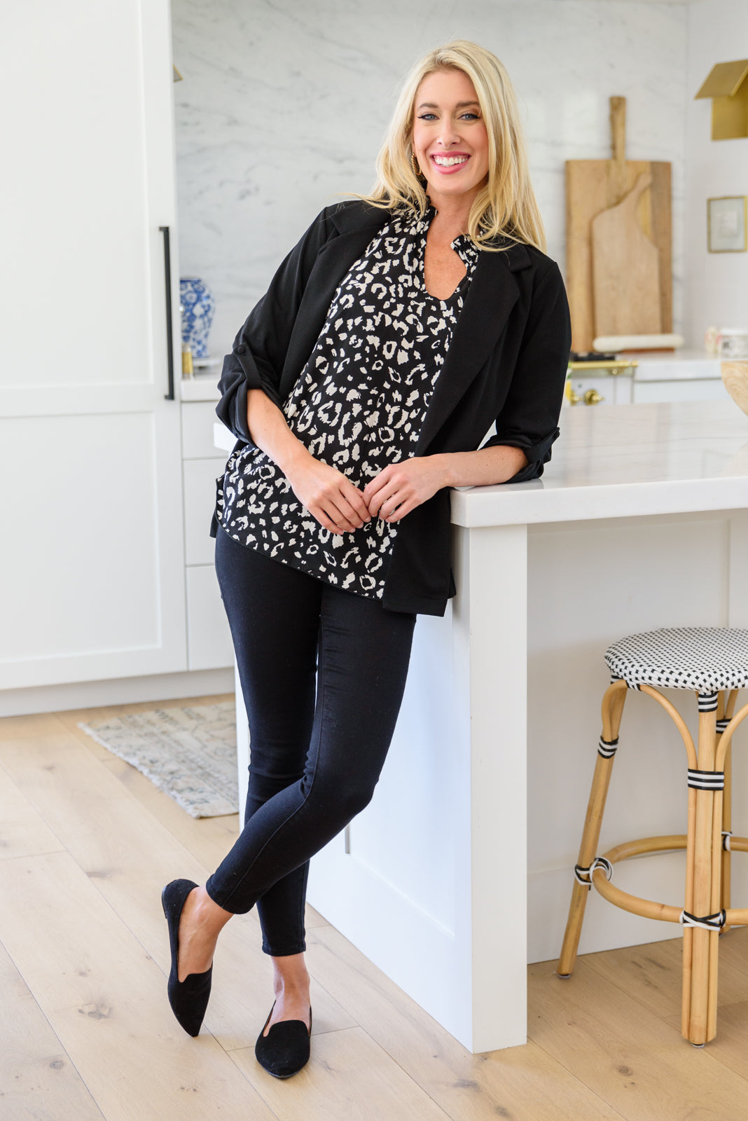 A Bit Of Fun Animal Print Blouse In Black