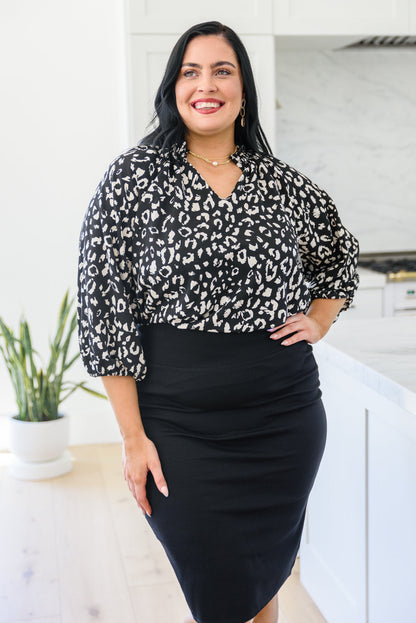 A Bit Of Fun Animal Print Blouse In Black