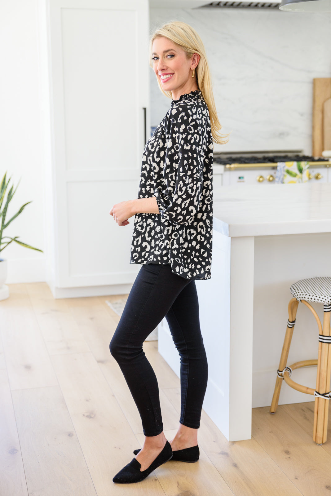 A Bit Of Fun Animal Print Blouse In Black