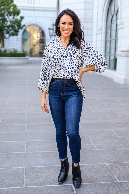 A Bit Of Fun Animal Print Blouse In White