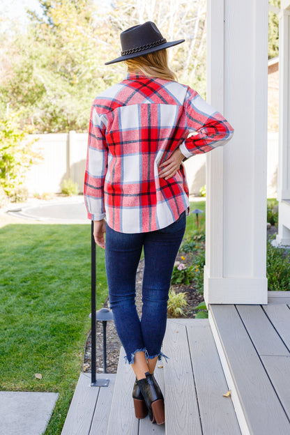 A Good Thing Going Plaid Shacket In Red