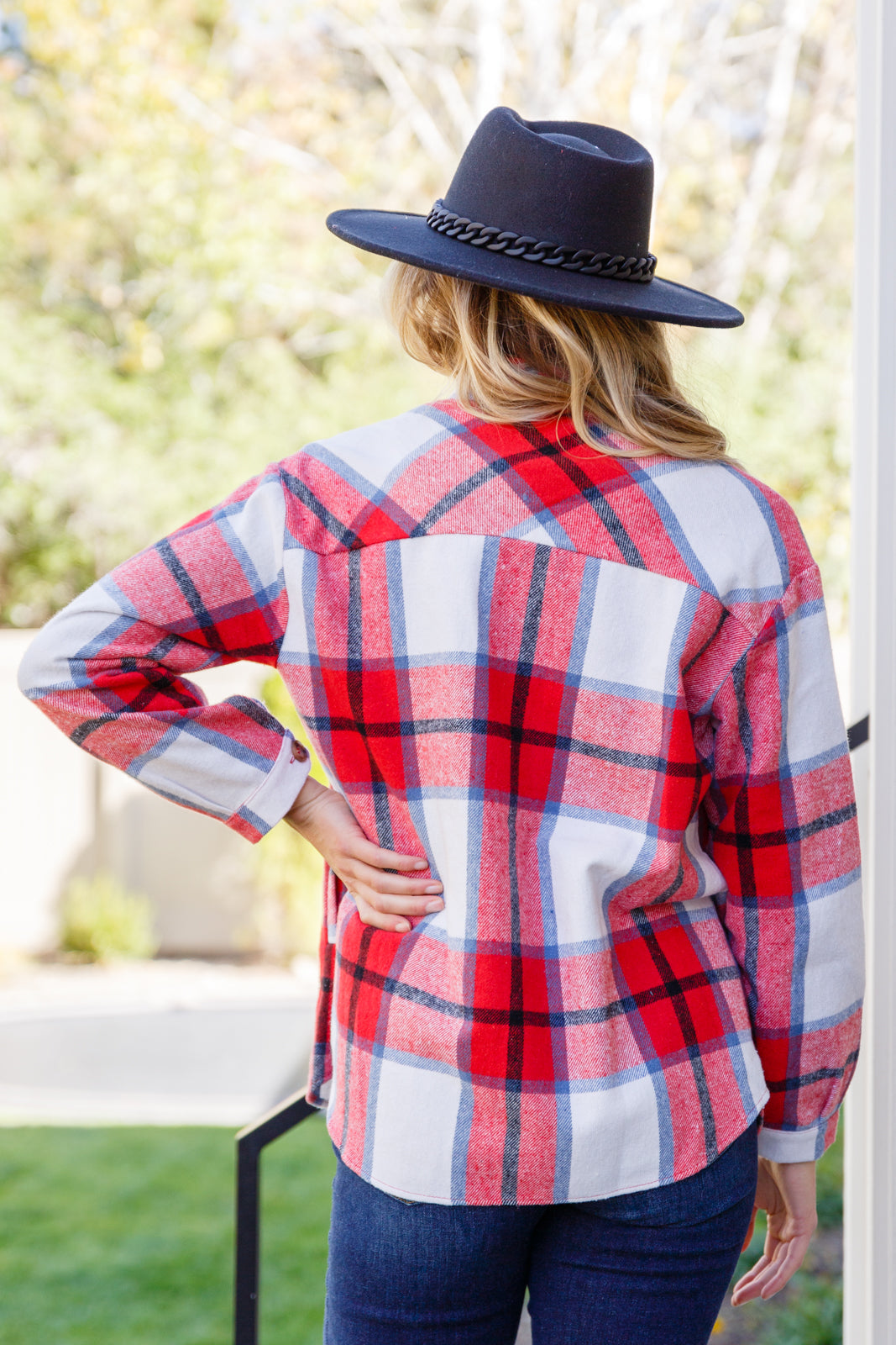 A Good Thing Going Plaid Shacket In Red