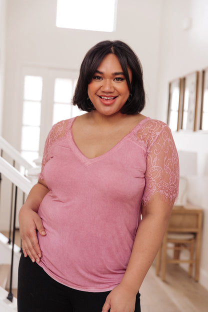 A Little Bit of Lace Top In Pink