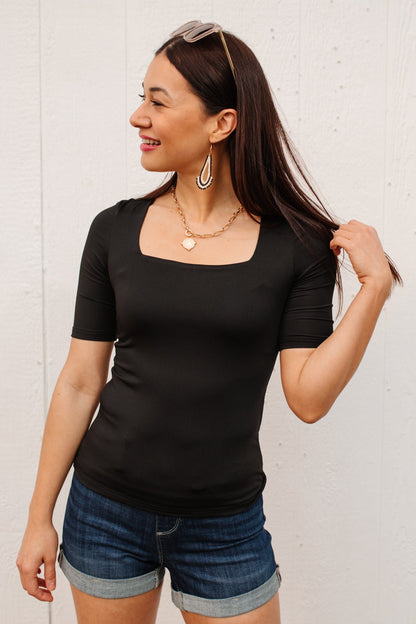 Alyssa Square Neck Tee in Black