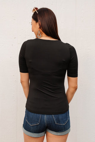 Alyssa Square Neck Tee in Black