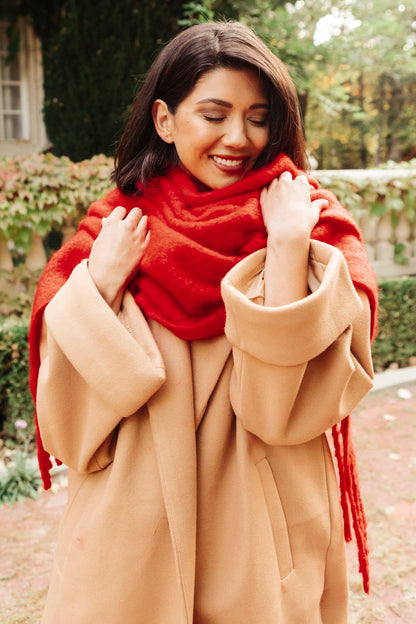 Artisan Fringe Scarf in Red