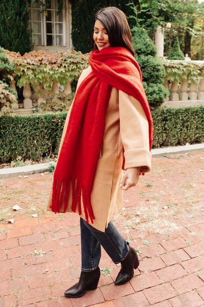 Artisan Fringe Scarf in Red