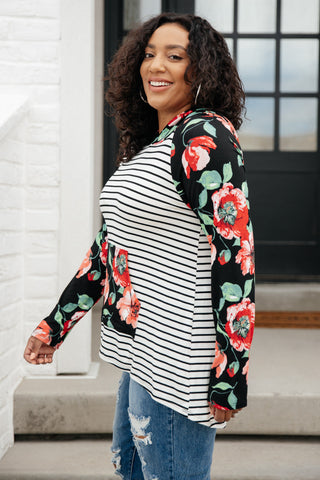 Blooming Stripes Hoodie in Pink