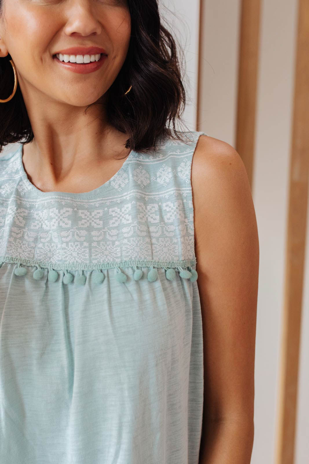 Boho Baby Doll Tank in Sea Foam