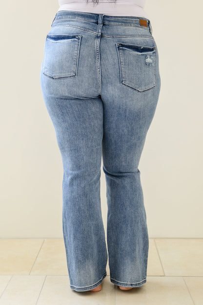 Brecken Hi-Waist Minimal Destroy Bootcut Jeans