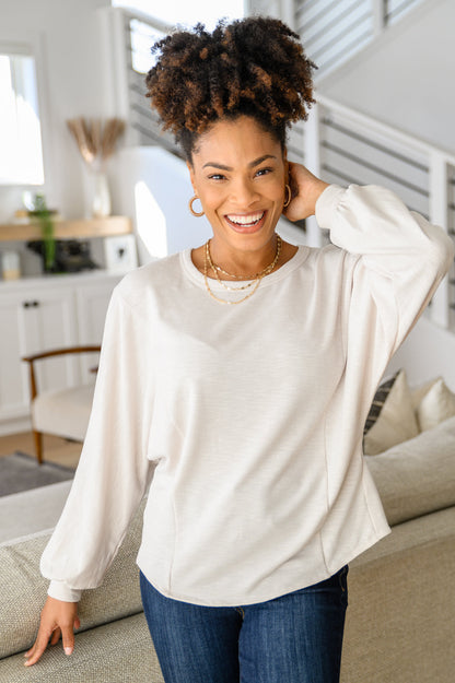 Brianne Long Sleeve Open Back Top In Ivory