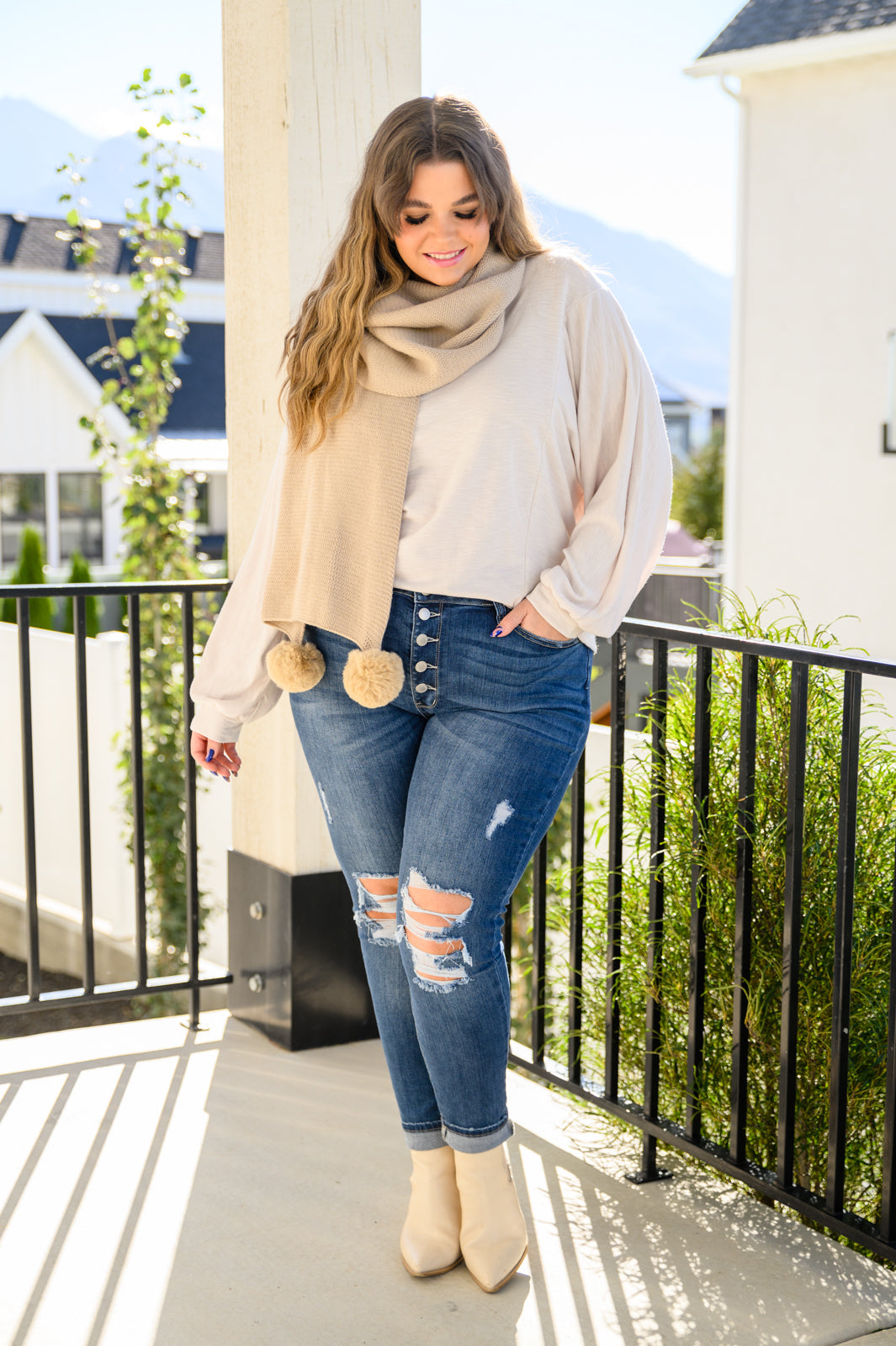 Brianne Long Sleeve Open Back Top In Ivory