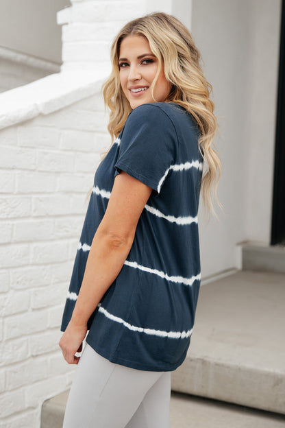 Bright Lights Tie Dye Top in Navy