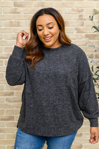 Brushed Drop Shoulder Sweater In Black